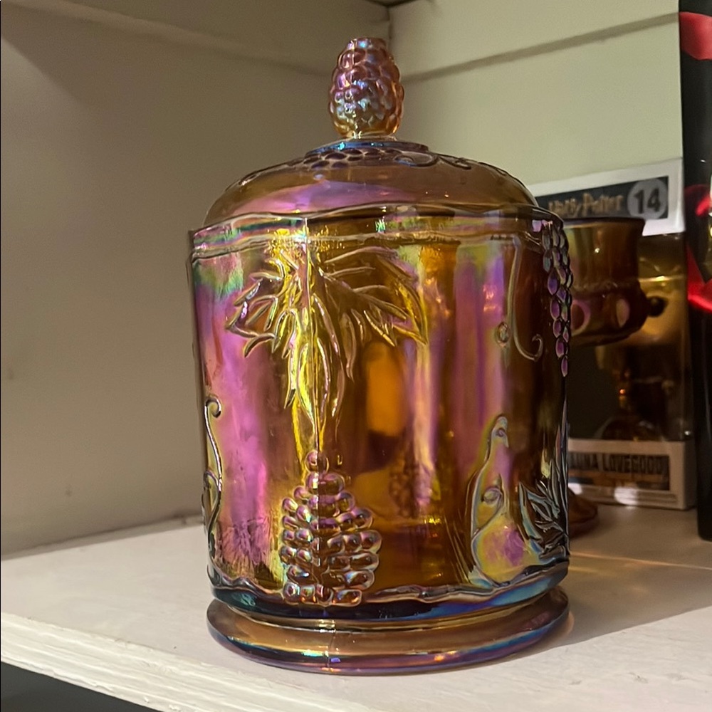 Iridescent Glass Jar with Lid